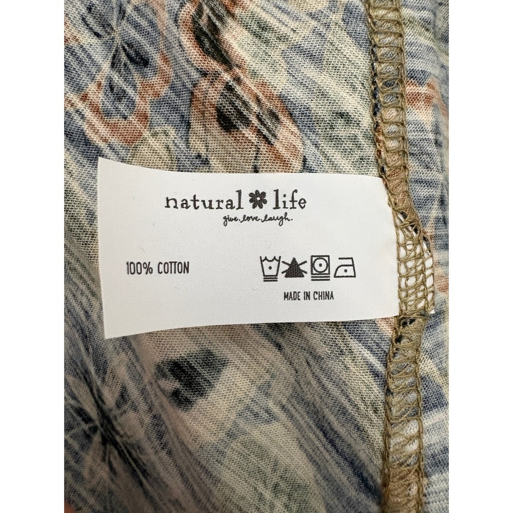 Natural Life Christa Knit Cotton Maxi Dress Size M Navy Tan Dahlias Floral Boho - Picture 10 of 10